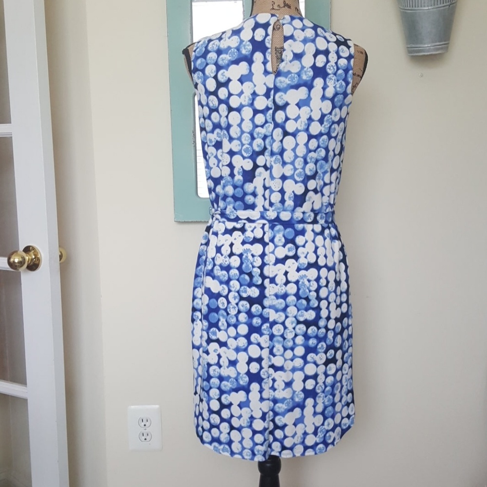 Ann Taylor Blue White Dot Sleeveless Summer Dress - Picture 2 of 6
